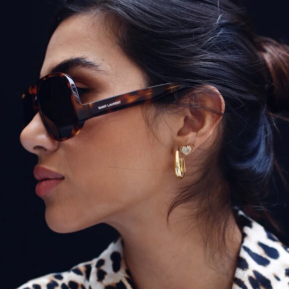 NEW SL652/F SOLACE 002 SAINT LAURENT SUNGLASSES WOMEN AVIATOR HAVANA EYE… - Picture 1 of 4